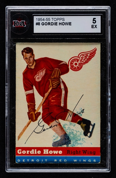 1954-55 Topps Hockey Card #8 HOFer Gordie Howe - Graded KSA 5