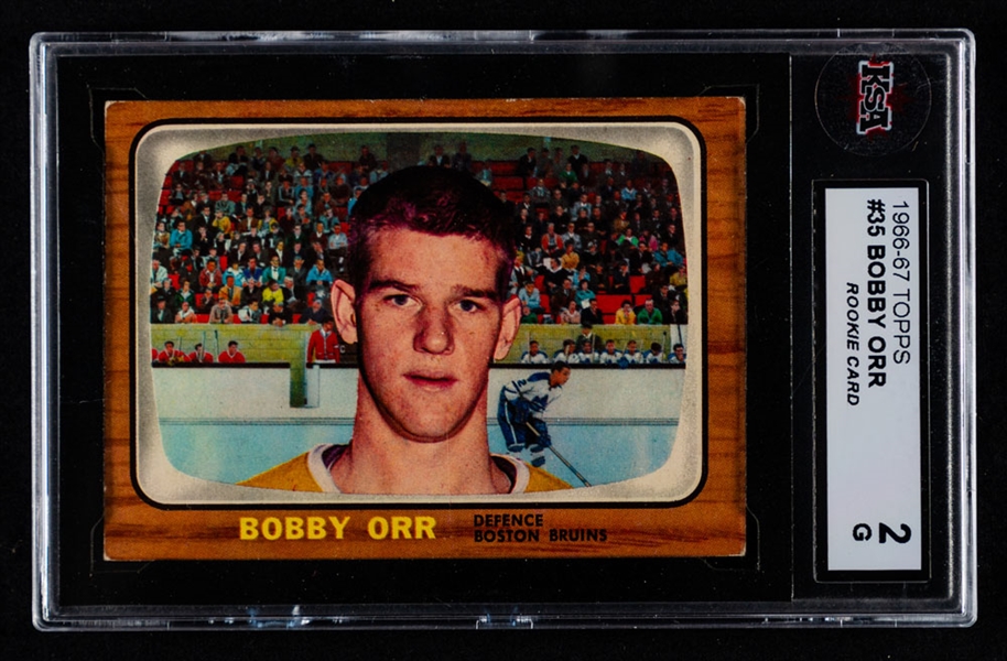 1966-67 Topps Hockey Card #35 HOFer Bobby Orr Rookie - Graded KSA 2