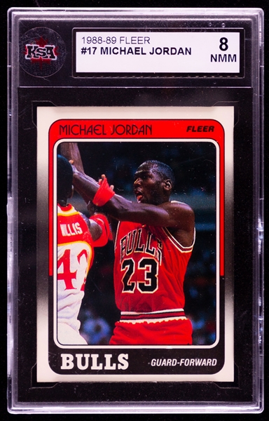 1988-89 Fleer Basketball Card #17 Michael Jordan - Graded KSA 8