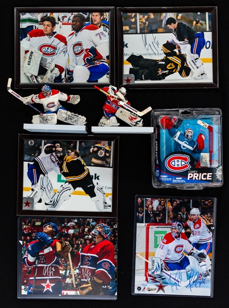 Carey Price Signed Montreal Canadiens McFarlane Figurines (2), Unsigned Figurine and Signed Photos (5)