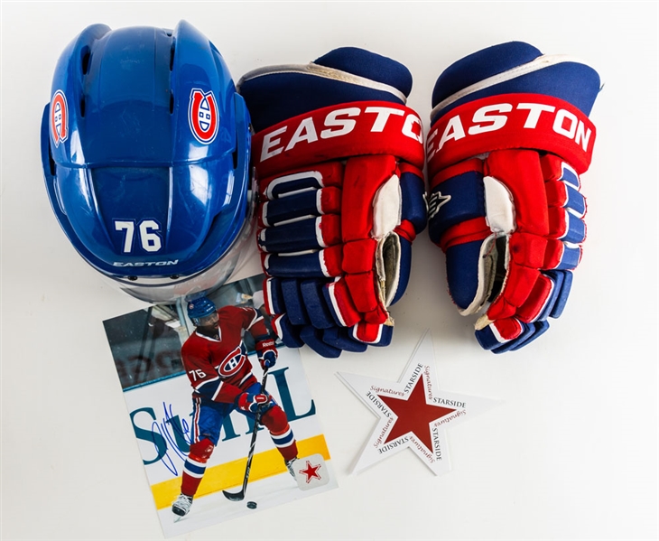 PK Subban’s 2012-13 Montreal Canadiens Game-Used Gloves Photo-Matched to Stanley Cup Playoffs Plus Subban’s 2013-14 Game-Worn Helmet – Gloves from Norris Trophy Winning Season!