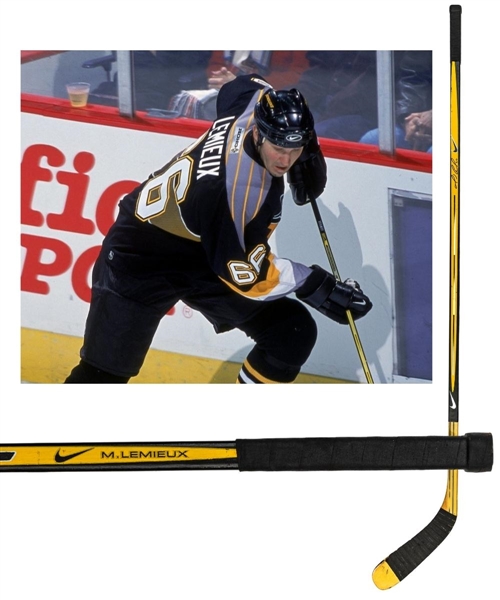 Mario Lemieuxs Early-2000s Pittsburgh Penguins Signed Nike Quest 3 Game-Used Stick