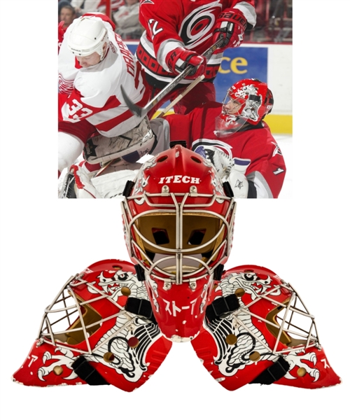 Jamie Storrs 2003-04 Carolina Hurricanes Game-Worn Itech Mask - Photo-Matched! 