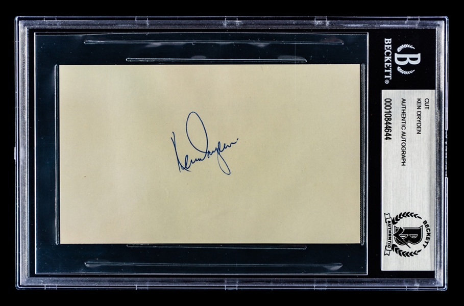 HOFer Ken Dryden Signed Index Card - Beckett Certified