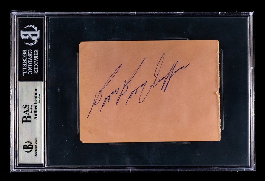 Deceased HOFers Jacques Plante & Boom Boom Geoffrion Signed Album Page - Beckett Certified