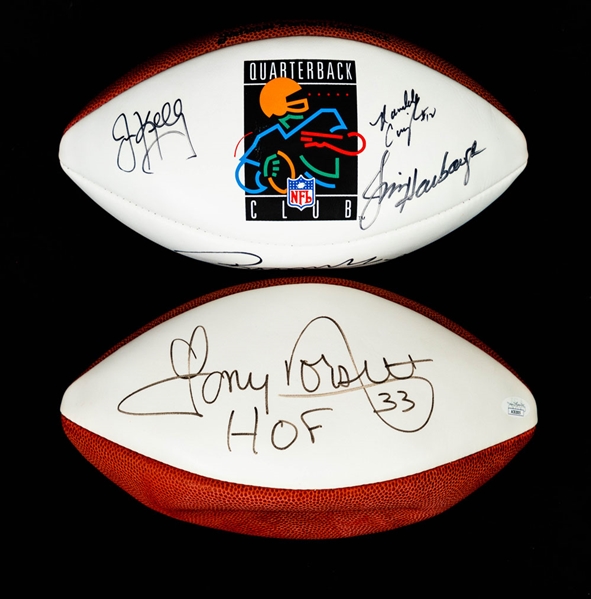 Quarterback Club Multi-Signed Football by 6 Including Jim Kelly Plus Tony Dorsett Single-Signed Football - Both JSA Certified