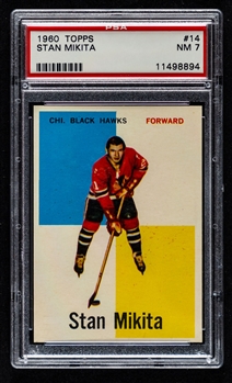 1960-61 Topps Hockey Card #14 HOFer Stan Mikita Rookie - Graded PSA 7