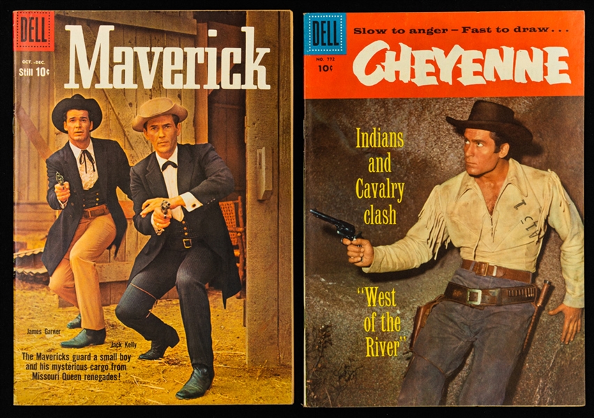 1959 Dell Comics Maverick #7 (James Garner/Jack Kelly Cover) and 1957 Dell Comics Cheyenne #772 (Clint Walker Cover)
