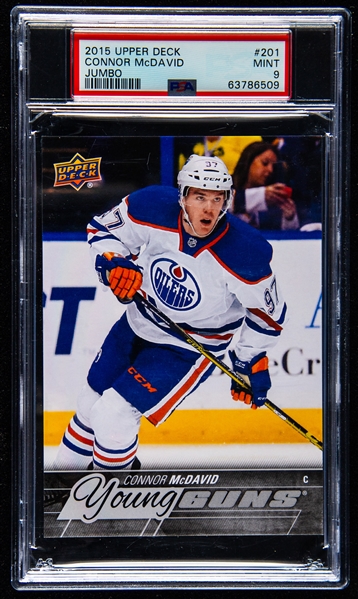 2015-16 Upper Deck Young Guns Jumbo Hockey Card #201 Connor McDavid Rookie – Graded PSA 9