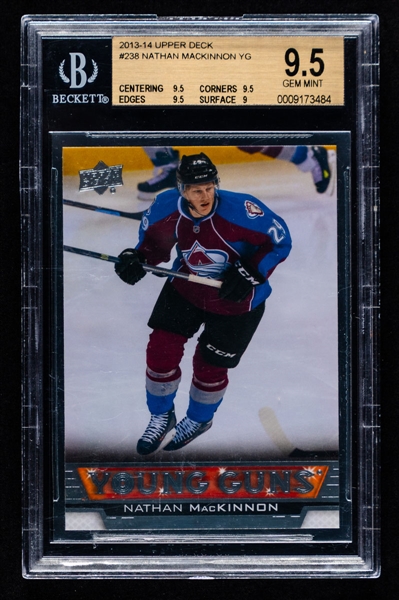 2013-14 Upper Deck Young Guns Hockey Card #238 Nathan MacKinnon Rookie - Graded Beckett 9.5 GEM MINT