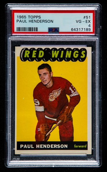 1965-66 Topps Hockey Card #51 Paul Henderson Rookie - Graded PSA 4