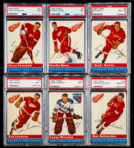 1954-55 Topps Hockey PSA-Graded Complete 60-Card Set - 16th Current Finest PSA Set - Almost All Cards Graded NM 7 or Better