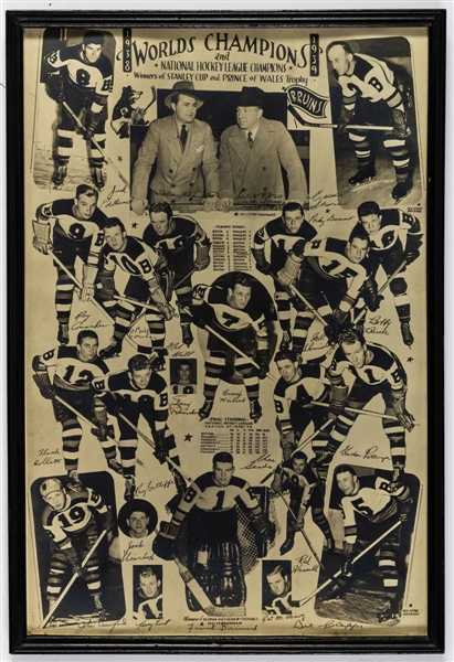 Boston Bruins 1938-39 Stanley Cup Champions Framed Team Photo from Milt Schmidt Collection (13 ½” x 20”)