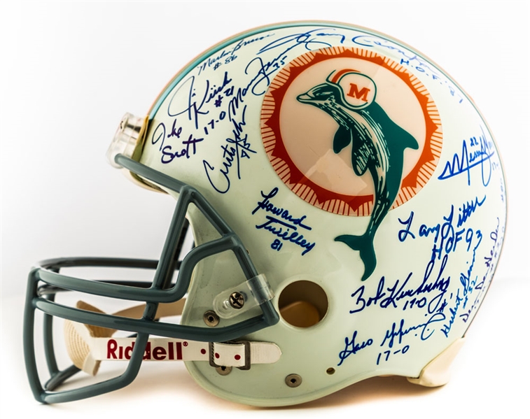 Miami Dolphins Legends Multi-Signed Full-Size Riddell Helmet with JSA LOA - Includes Marino, Shula, Griese, Warfield, Buoniconti, Langer, Stephenson, Csonka, Little and Others