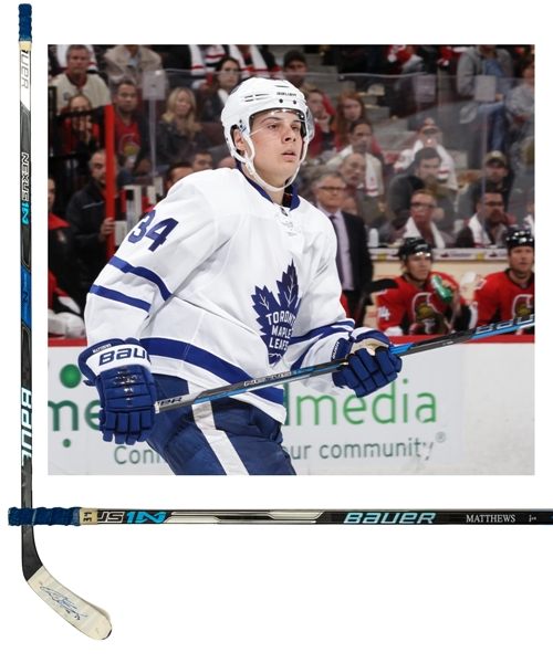 Auston Matthews 2016-17 Toronto Maple Leafs Signed Bauer Nexus 1N Game-Used Rookie Season Stick - Calder Memorial Trophy Season!