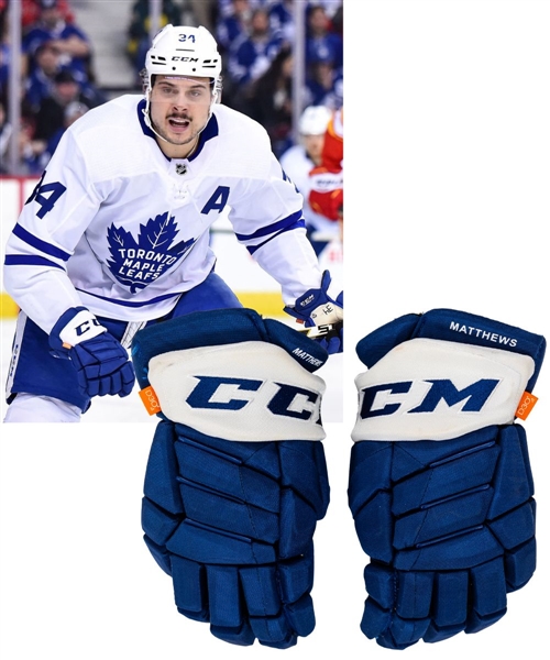 Auston Matthews’ 2019-20 Toronto Maple Leafs CCM JetSpeed FT1 Game-Used Gloves – Photo-Matched! 