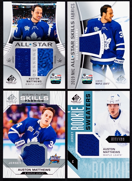 Auston Matthews 2016-17 to 2020-21 Hockey Card Collection (22) Including Upper Deck 2016-17 SP Game Used #RS-AM Rookie Sweaters (396/499)