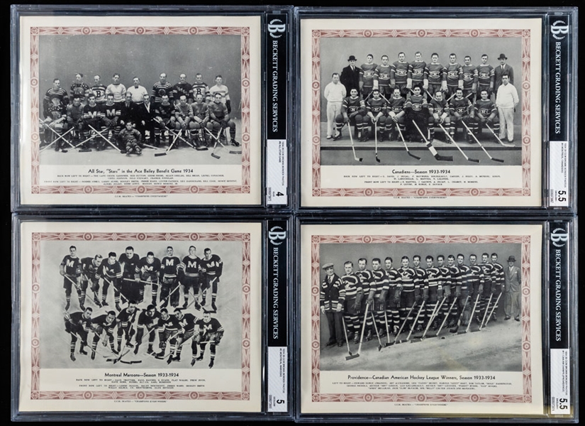 1933-34 CCM Hockey Team Picture Brown Border Complete Set of 12 - All Graded by Beckett