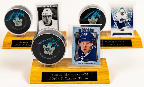 Auston Matthews Signed Toronto Maple Leafs Hockey Pucks (3) – Fanatics Authenticated