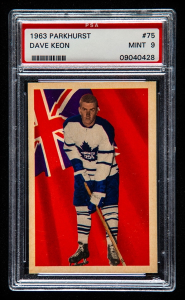 1963-64 Parkhurst Hockey Card #75 HOFer Dave Keon - Graded PSA 9 MINT