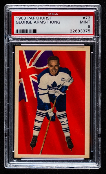 1963-64 Parkhurst Hockey Card #73 HOFer George Armstrong - Graded PSA 9 MINT