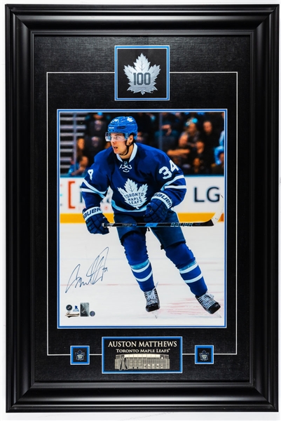 Auston Matthews Signed Toronto Maple Leafs Framed Action Photograph Display with Frameworth COA (24 ½” x 36 ½”)