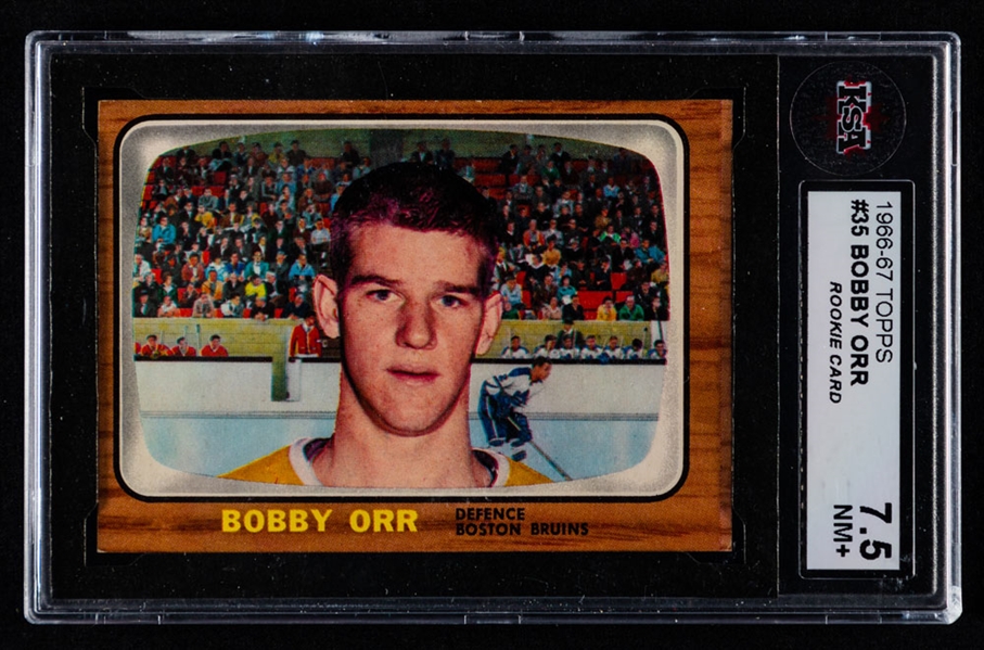 1966-67 Topps Hockey Card #35 HOFer Bobby Orr Rookie - Graded KSA 7.5