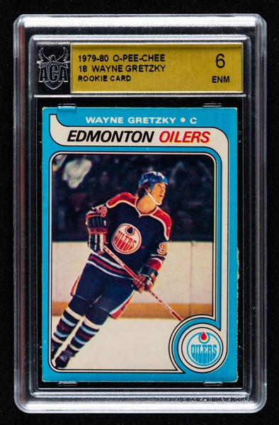 1979-80 O-Pee-Chee Hockey Card #18 HOFer Wayne Gretzky Rookie - Graded ACA 6