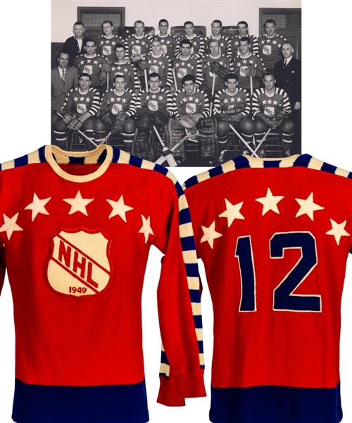 Sid Abels 1949 NHL All-Star Game "All-Stars" Game-Worn Wool Jersey with His Signed LOA