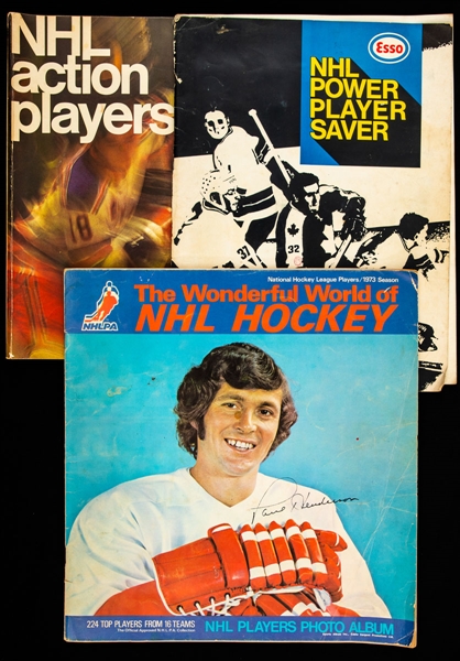 1970-71 Esso Power Player, 1972-73 Eddie Sargent and 1974-75 Loblaws Hockey Stamps Complete Sets in Albums (3)