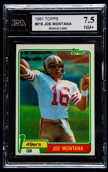 1981 Topps Football Card #216 HOFer Joe Montana Rookie - Graded KSA 7.5