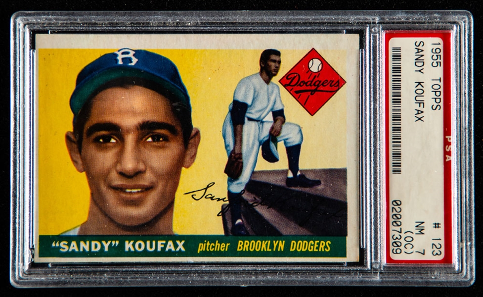 1955 Topps Baseball Card #123 Sandy Koufax Rookie - Graded PSA 7 (OC)