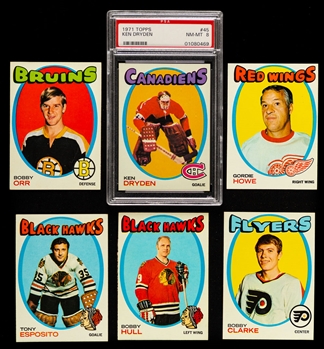 1971-72 Topps Hockey Complete 132-Card Set Including PSA-Graded Cards #35 Ken Dryden Rookie (NM-MT 8) and #111 Checklist 1-132 (NM 7)