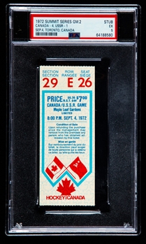 1972 Canada-Russia Series Game 2 Ticket Stub from Maple Leaf Gardens - Graded PSA 5