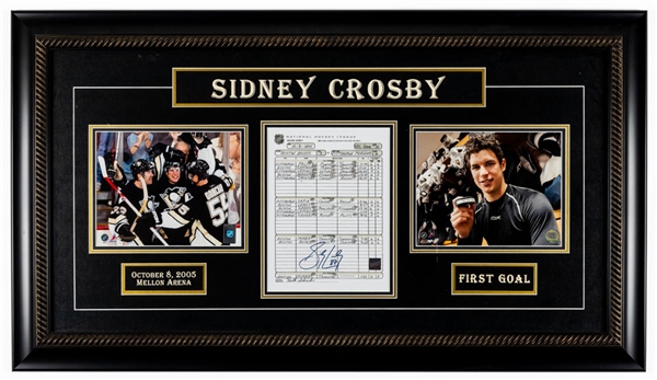 Sidney Crosby Signed Pittsburgh Penguins "First NHL Goal" Framed Montage with COA (24" x 42")