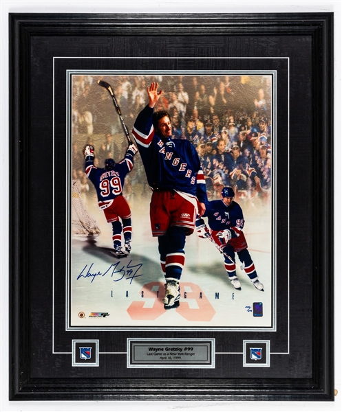 Wayne Gretzky Signed New York Rangers "Final NHL Game" Framed Photo Display from WGA (25 ½” x 30”)