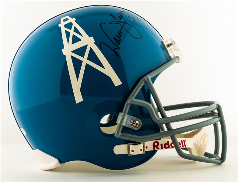 Warren Moon Signed Houston Oilers Full-Size Riddell Helmet - JSA Authenticated