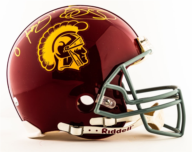 Reggie Bush and Matt Leinart Dual-Signed USC Trojans Full-Size Riddell Helmet - Mounted Memories Certified