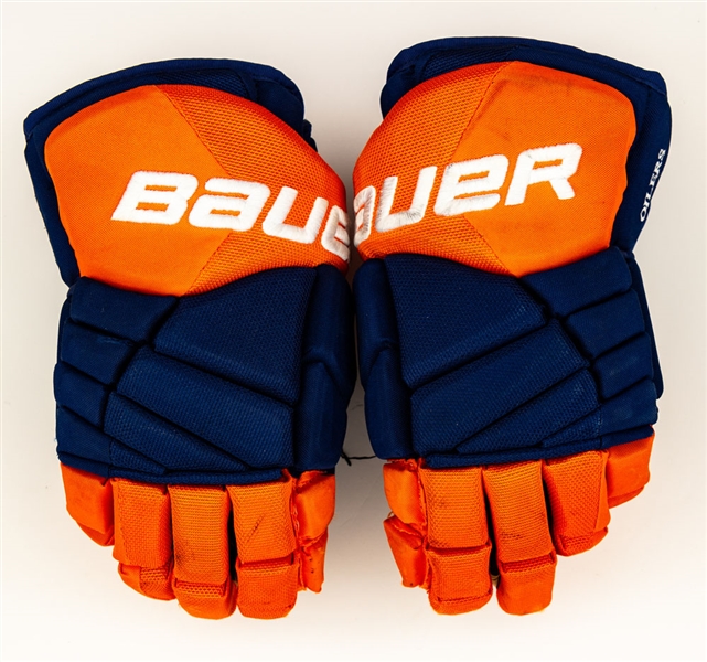 Taylor Hall’s 2012-13 Edmonton Oilers Signed Bauer Vapor Game-Used Gloves with Team LOA 