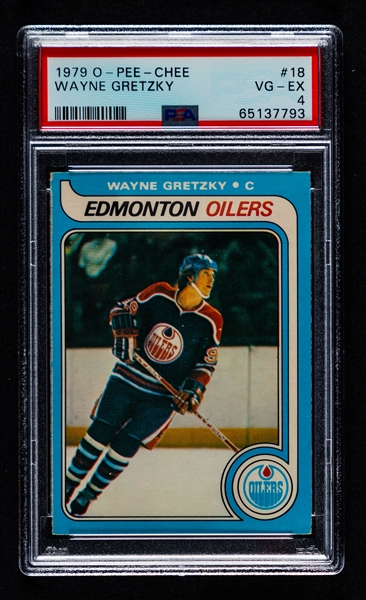 1979-80 O-Pee-Chee Hockey Card #18 HOFer Wayne Gretzky Rookie - Graded PSA 4