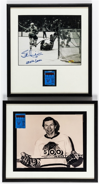 Stan Mikita February 27, 1977 Signed “500th Goal” Milestone Framed Ticket Stub Displays (2) 