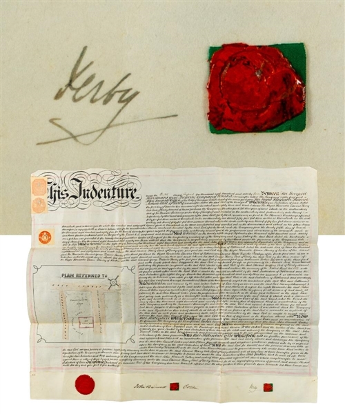Lord Stanley 1894 Signed "Derby" Indenture Document with LOA (22" x 27")