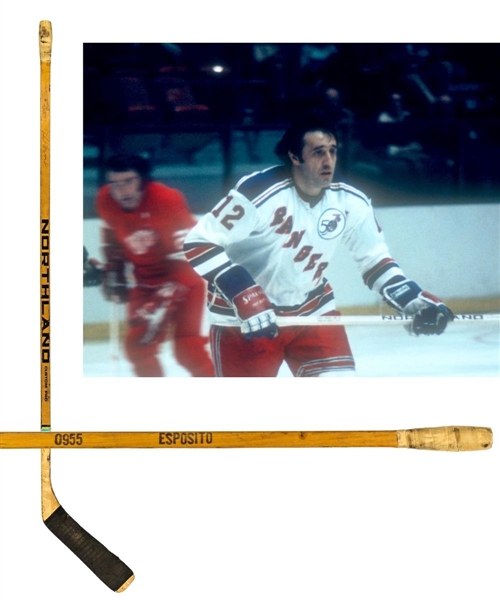 Phil Espositos 1975-76 New York Rangers Signed Northland Custom Pro Game-Used Stick