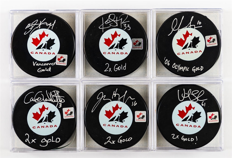 Team Canada, "1st Overall" Draft Picks and Bobby Orr Signed Puck Collection of 23 