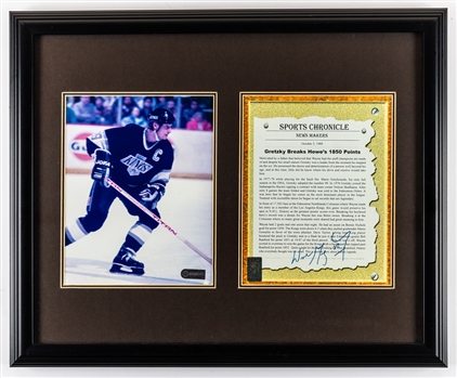 Wayne Gretzky Signed Sports Chronicle "1850 Points" Framed Display with WGA COA (22” x 18”)
