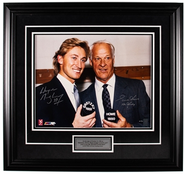 Wayne Gretzky and Gordie Howe Dual-Signed "1851 and 1850" Limited-Edition Framed Photo PP #3/10 with WGA COA (30 ½” x 28 ½”)