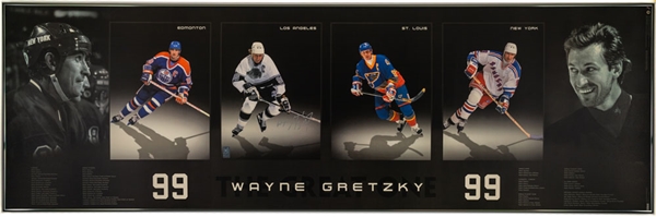 Wayne Gretzky Signed NHL Career Teams Framed Display with WGA COA (23 x 72)