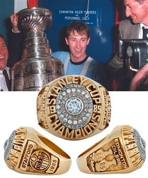 Barrie Staffords 1984-85 Edmonton Oilers Stanley Cup Championship 14K Gold and Diamond Ring with His Signed LOA 