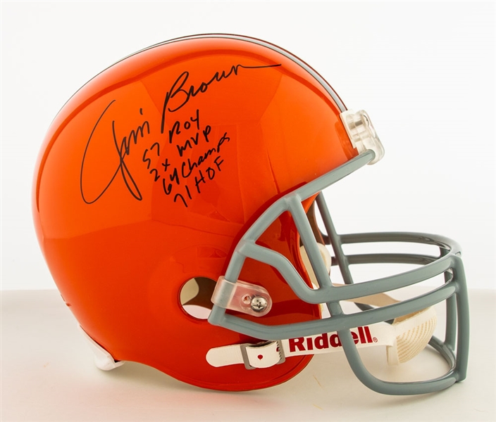 Jim Brown Signed Cleveland Browns Full-Size Riddell Helmet with Numerous Annotations - JSA Certified