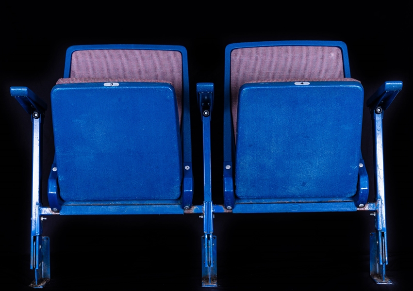 Edmonton Northlands Coliseum 1974-2017 Pair of Riser-Mounted Folding Backs Seats